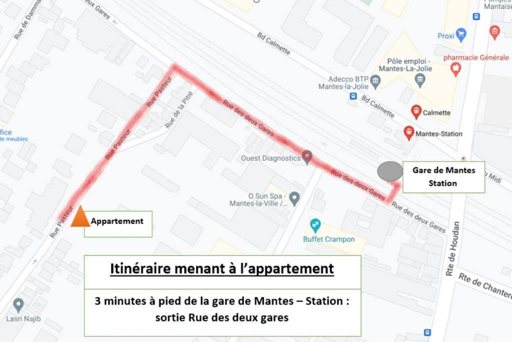 Appartement F2 De Haut Standing En Hypercentre Avec Jardin Prive A 270 M De La Gare De Mantes ! 외부 사진
